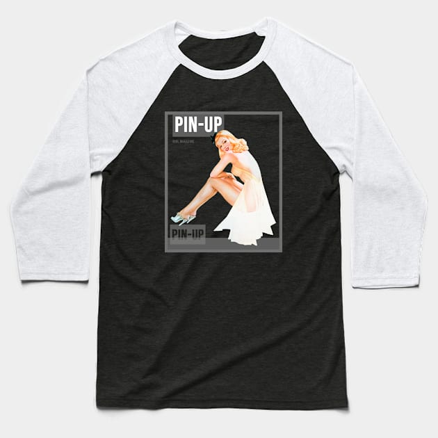 Pin up Girl Vintage Pin-up Magazine Baseball T-Shirt by Jose Luiz Filho